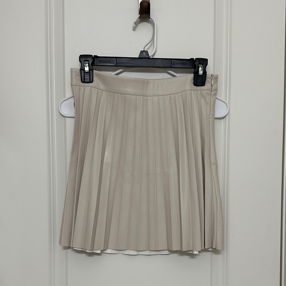 Steve Madden Tan leather pleated skirt